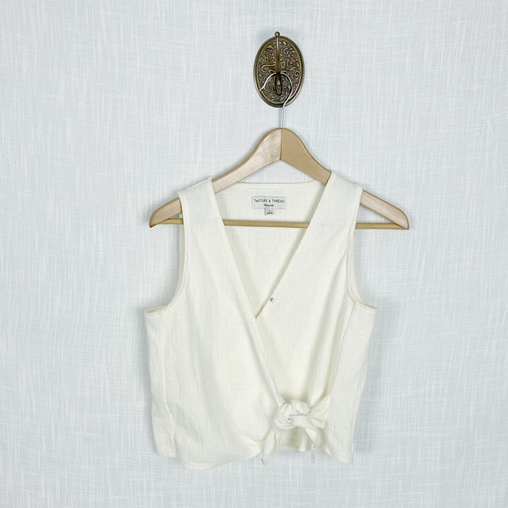 Madewell Texture & Thread Cream Wrap Tank Blouse